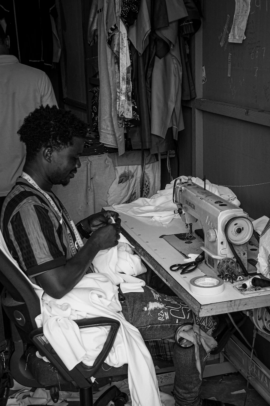 Entrepreneur working at a sewing machine in Accra